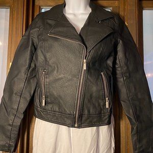 Old Navy Womens Motorcycle Jacket Black Faux Leather Size S
